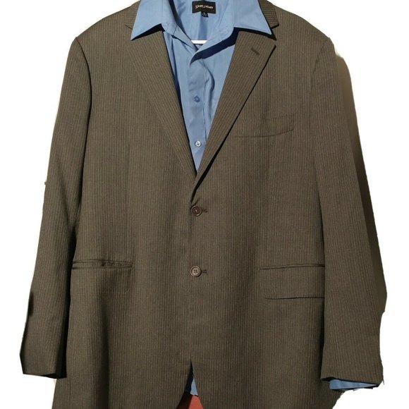 Sartoria Partenopea Men's Sz 40 Super 110s Wool Full Lined Gray Pinstripe Blazer - Picture 2 of 12